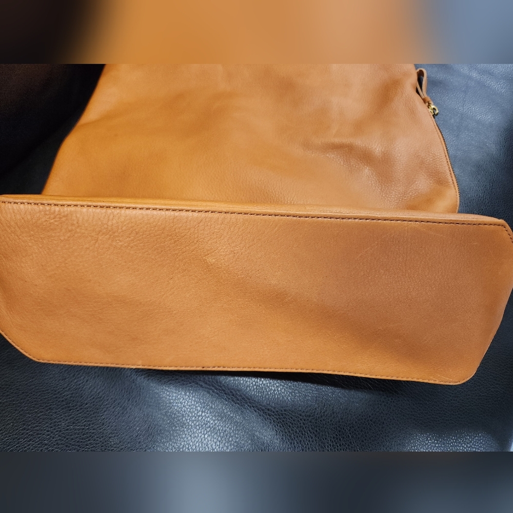Mark & Graham Cognac Leather Tote with Top Handles - Picture 2 of 7
